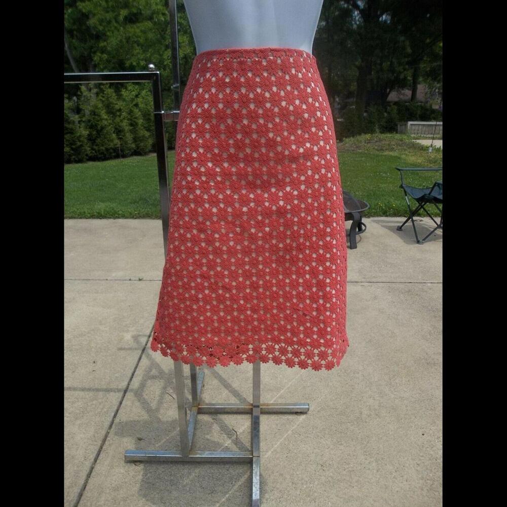 NWOT TALBOTS ORANGE EMBROIRDED FLOWER SKIRT 12